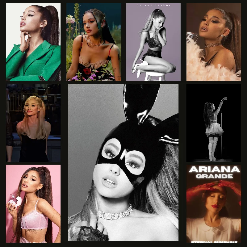 American Pop Singer Ariana Grande Poster Self-adhesive Art Waterproof Paper Sticker Coffee House Bar Room Wall Decor