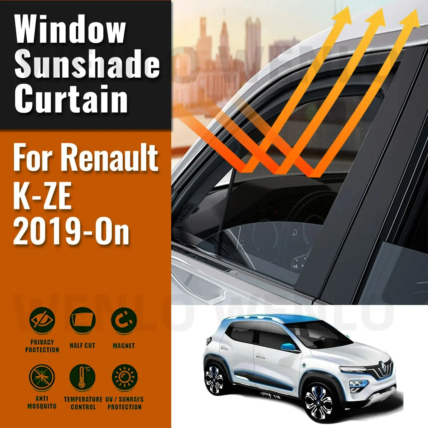 

Для Renault K-ZE 2019 2020 2021 2022 2023 2024, автомобильный солнцезащитный козырек, магнитная шторка на переднее и заднее лобовое стекло, солнцезащитный козырек на боковое окно