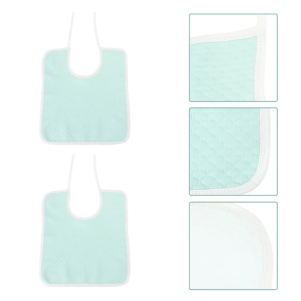 

2 Pcs Cotton Absorbent Bibs Elderly Patient Adult Clothing Protector Reusable Eating Drinking Spill Guard