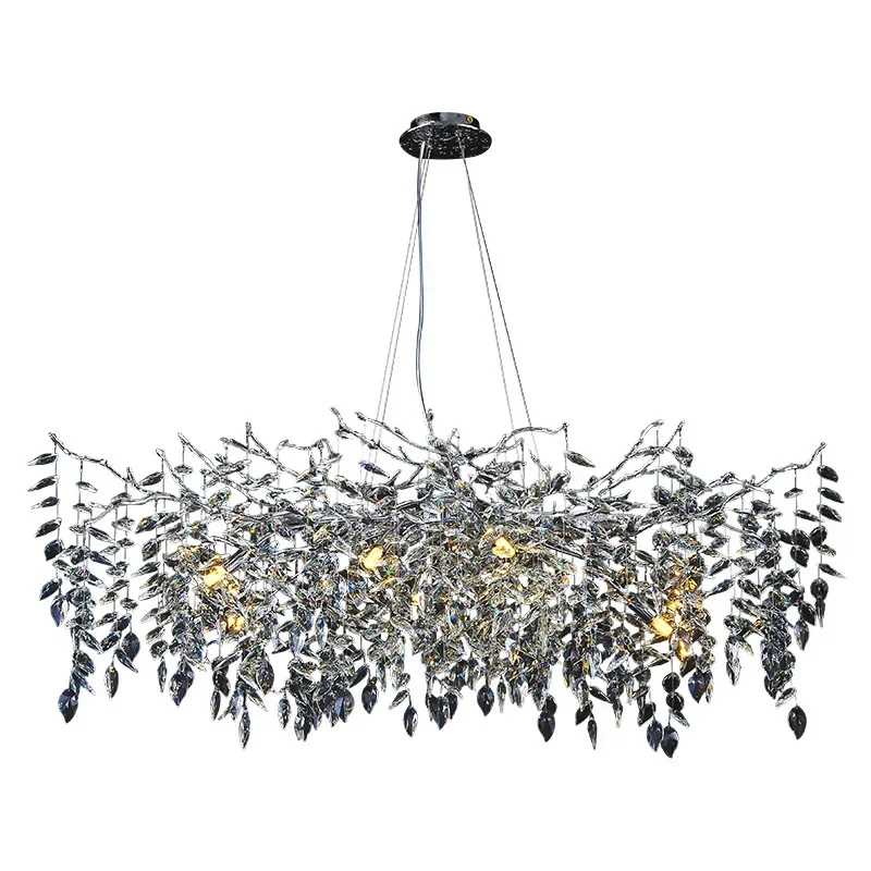 

Italian Designer Luxury Crystal Pendant Chandelier Chrome Gold Suspension Lamp Villa Living Dining Room Tree Branch LED Lighting