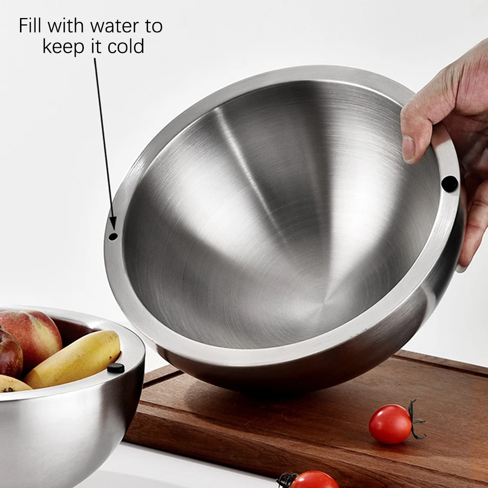 304 Thickened Salad Mixing Bowls Stainless Steel Double Wall Insulated Hot/Cold Serving Bowl Kitchen Cooking Food Containers view 3