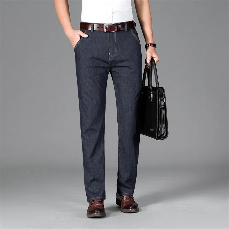 Fashion Loose Button Spliced Zipper Pockets All-match Business Jeans Men's 2024 Spring New Oversized Solid Color Casual Pants