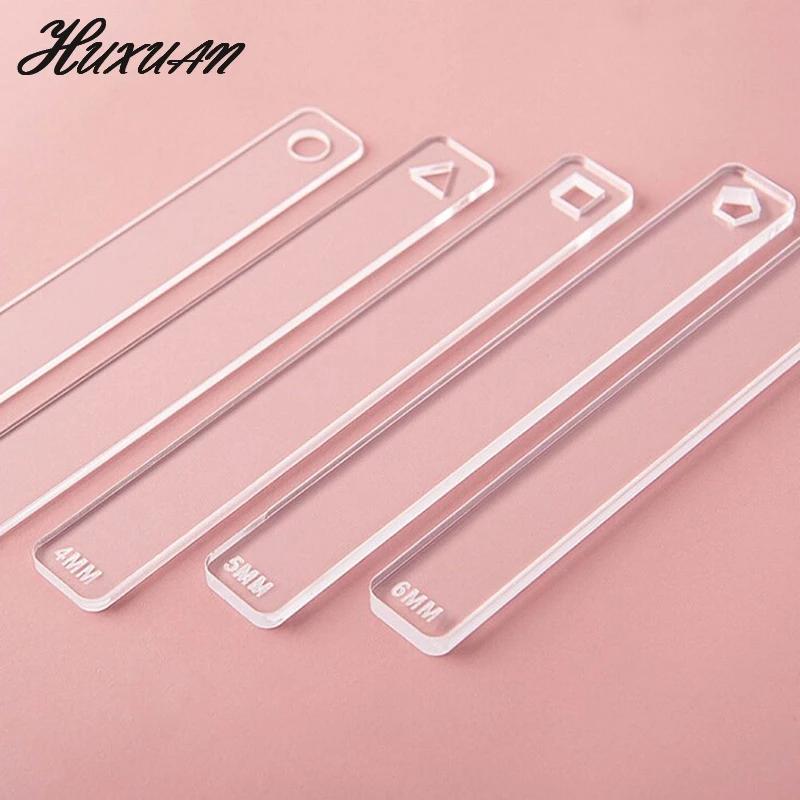 2Pcs/Set Clay Ruler Acrylic Soft Pottery Polymer Clay Thickness Ruler Roller Guide Rail DIY Earrings Jewelry Pendant Making Tool