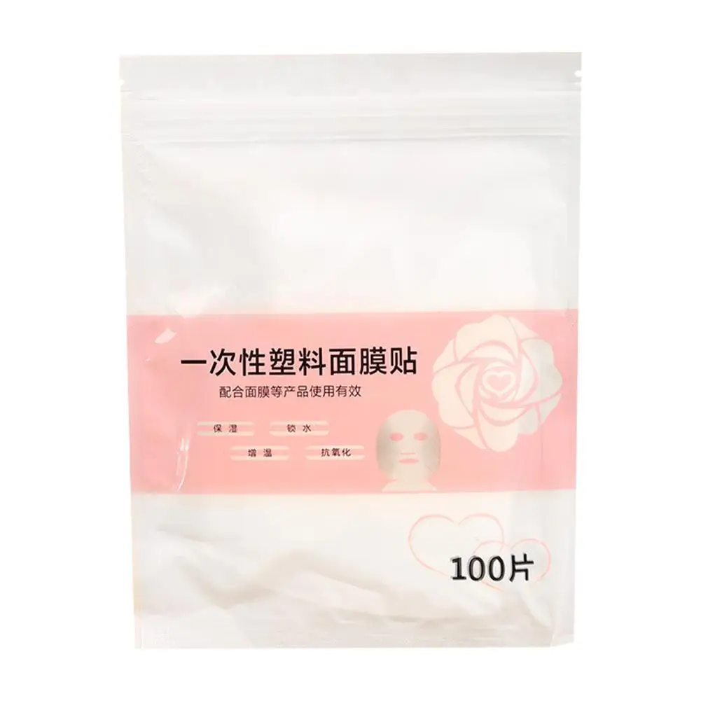 100 Disposable Facial Fresh-keeping Films, Paper Fresh Film, Plastic Makeup, Facial Water Mask for women J5R2