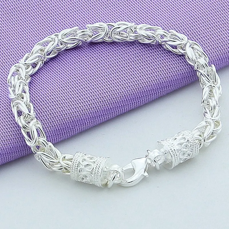 925 Sterling Silver Bracelet Double Cylinder Bracelet Ladies Fashion Simple Birthday Party Wedding Anniversary Jewelry Gift
