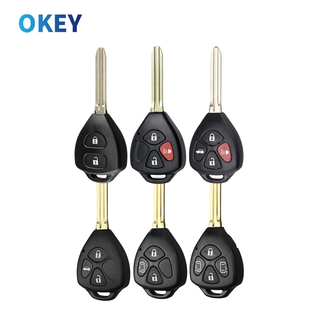 Okey Remote Car Key Shell Replacement Case Toyota RAV4/Hilux/Camry 3/4 Buttons Fob No Chip FCCID  HYQ12BBY