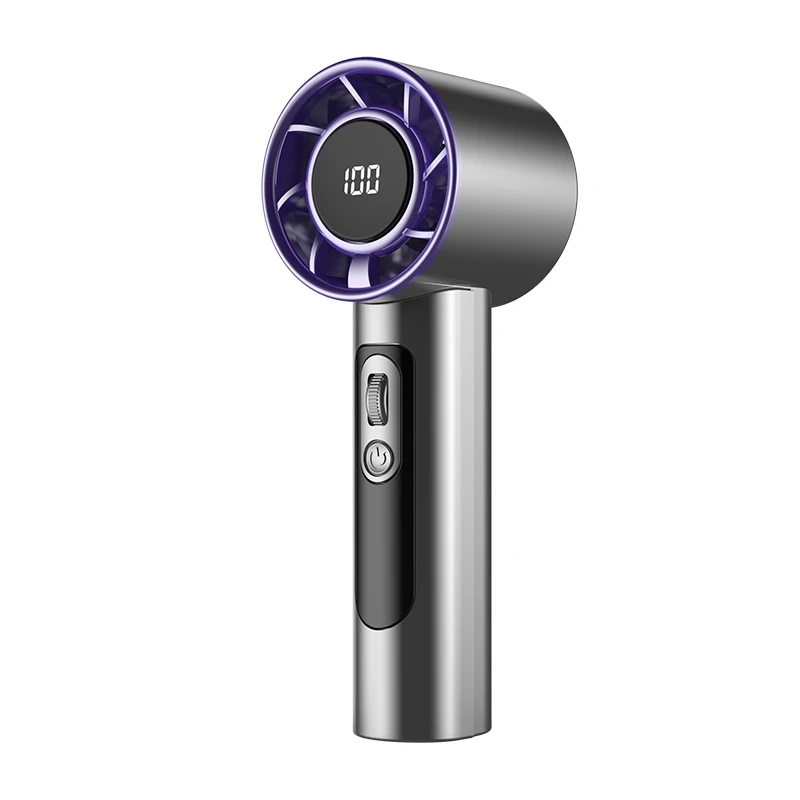 مروحة تربو صغيرة محمولة F08 مع شاشة LED و100 تروس سرعة الرياح شحن USB مدفع الرياح الصغيرة مروحة عالية السرعة 2025