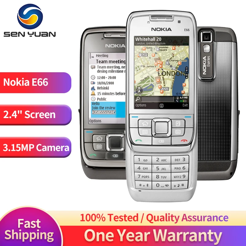 Nokia E66 3G Mobile Phone TFT 2.4'' 3.15MP Camera Bluetooth GPS Symbian OS SmartPhone