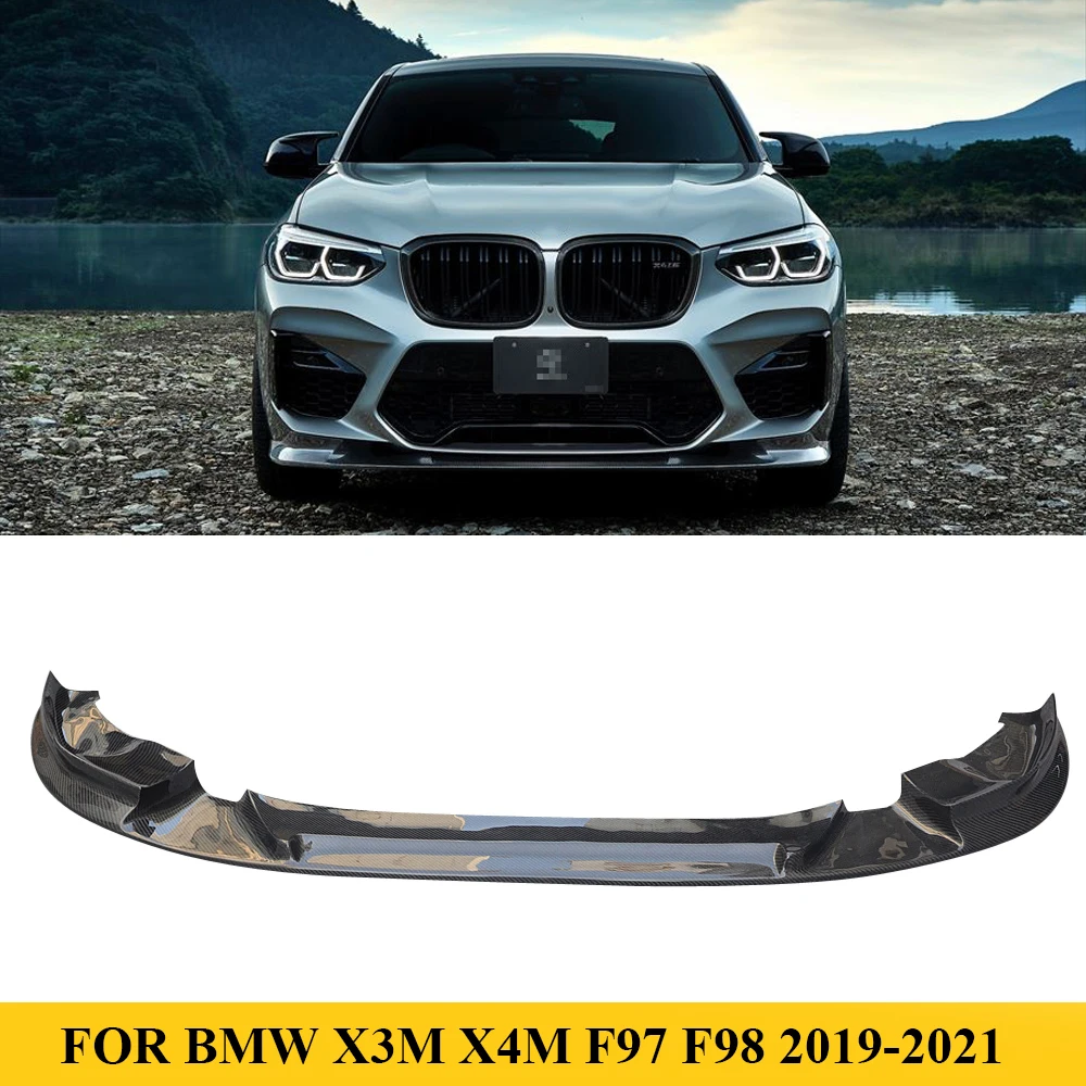 For BMW X3M X4M F97 F98 2019-2021 Carbon Fiber Front Bumper Lip Spoiler Car Styling