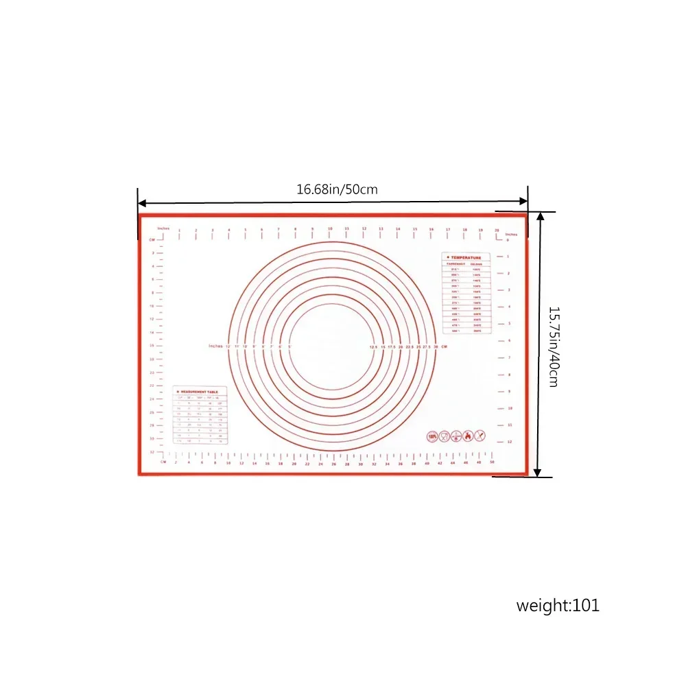 20x16 Inch Lager Silicone Pastry Mat for Rolling Dough with Measurement Thick Non Stick Baking Fondant Counter Mat Oven Liner