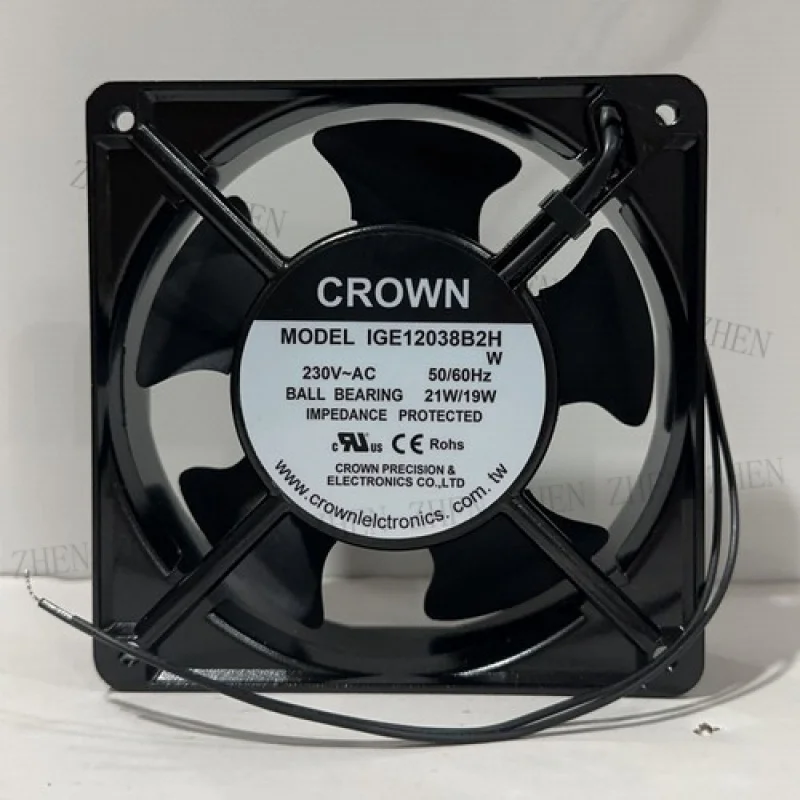 

Y Y 1 PCS New CROWN IGE12038B2H AC 230V 21/19W 2 wire cooling fan # QW.