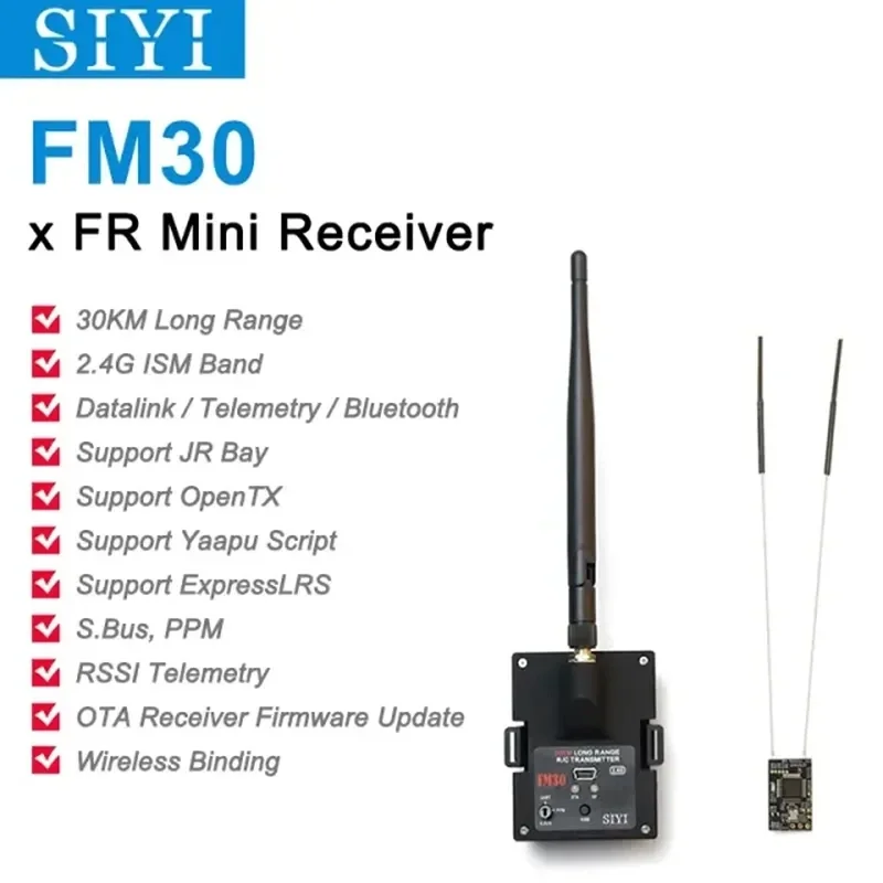 SIYI FM30 transmisor de módulo de Radio de largo alcance Datalink telemetría Bluetooth Mini receptor OpenTX ExpressLRS 2,4G 30KM RC avión