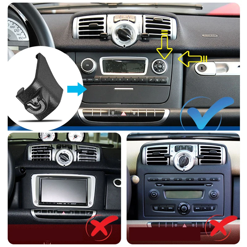 Car Interior Mobile Phone Holder Radio Navigation Screen Air Outlet Support Gravity Bracket For Smart 450 451 453 Fortwo Forfour