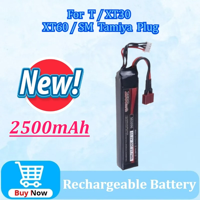 

502096 11.1V 2500mAh 3S 30C Lipo Battery for Water Gun Airsoft T Plug for Airsoft BB Air Pistol Electric Toys Guns Parts