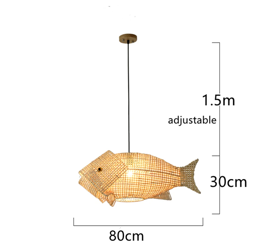 Carp Lantern New Chinese Restaurant Chandelier Coffee Shop  Creative Fish Japanese Sushi Southeast Asia bamboo Pendant Light