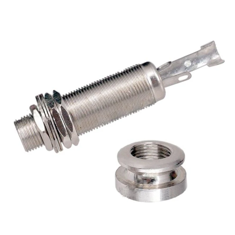 1X 1/4 Inch Chrome Cylinder Flush Mount Jack & A1347 1 Piece Guitar Bass End Pin Output Jack 1/4 Inch Mono Or Stereo