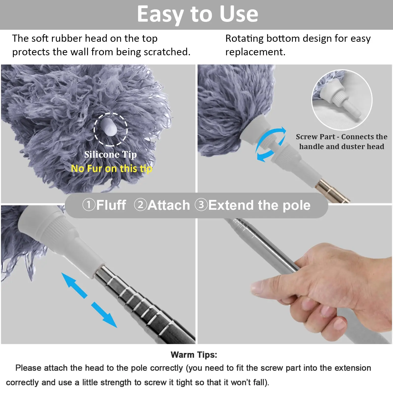 Microfiber Feather Duster with Extendable Pole