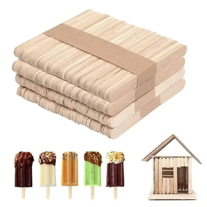 50 unids/lote palitos artesanales palitos de helado palitos artesanales de paletas de madera Natural 11,5 cm de longitud tratar palitos de hielo para manualidades DIY