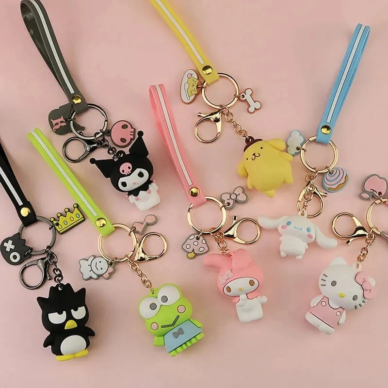 Cute Sanrio Keychain cartoon character Keychain Hello Kitty My Melody Chrome Kerop Badtz-Maru Cainamoroll toys