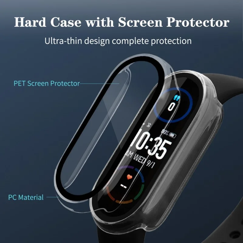 Watch Protective Film with Case for Xiaomi Mi Band 6 5 4 3 Smart Watchband Bracelet 3D Full Screen Anti-Scratch Protector Films