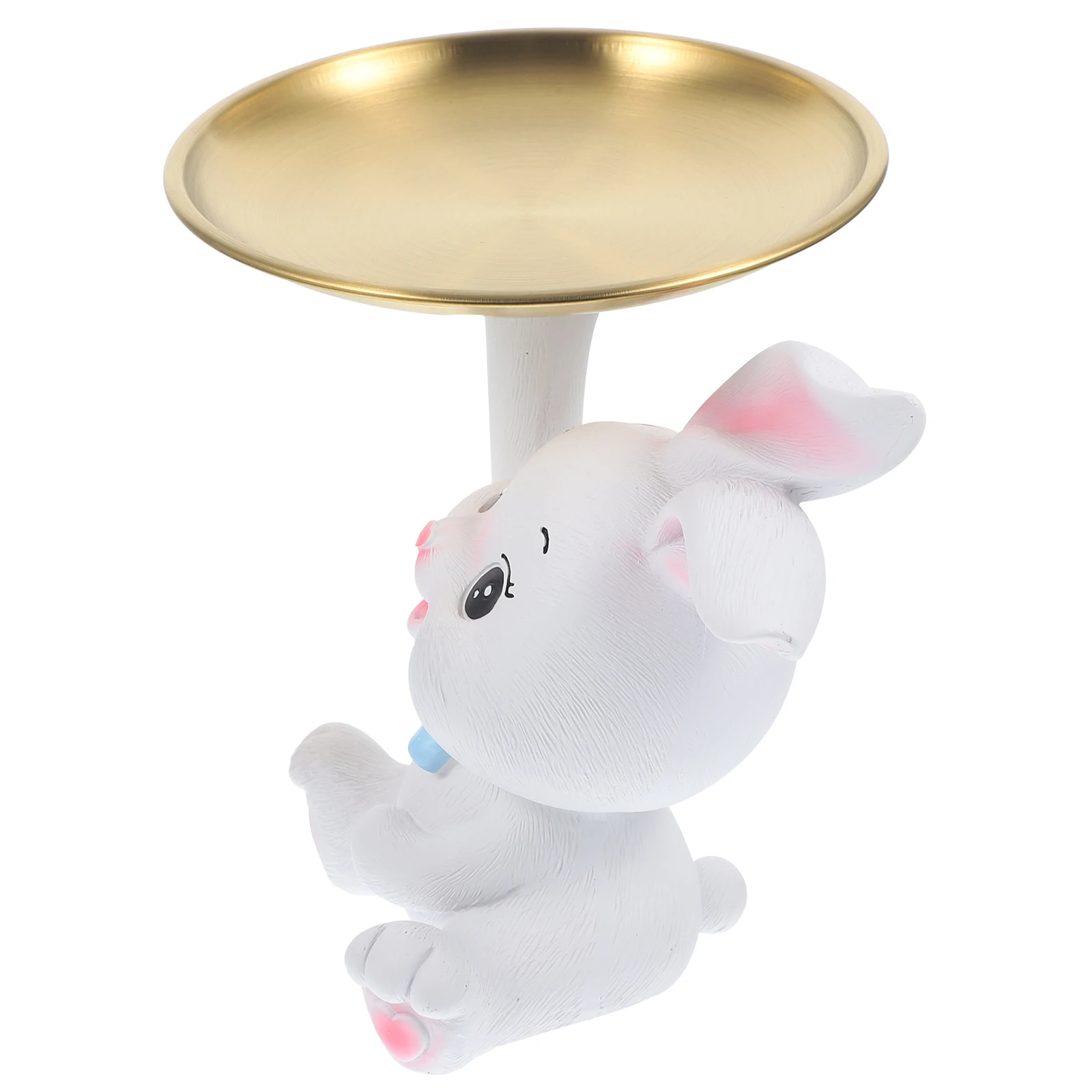 

Rabbit Tray Bunny Statue Decor Storage Plate Jewelry Dish Home Accessories Thickened Structure Great for Table Dresser Restroom