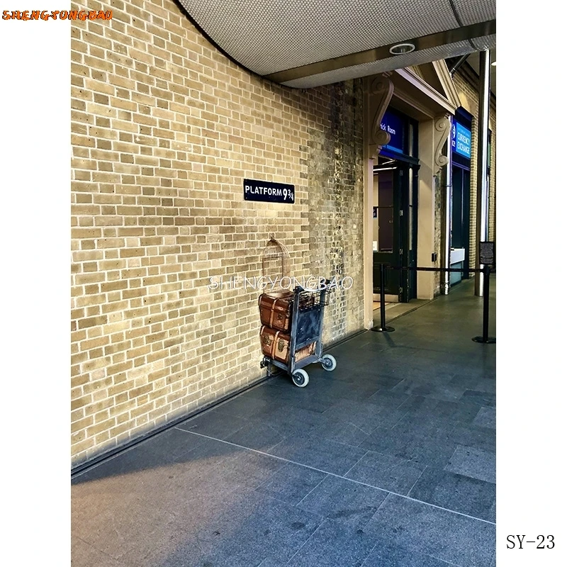 SHENGYONGBAO 디지털 천국 벽돌 벽 사진 배경 플랫폼, 9 3/4 철도역 사진 스튜디오 배경 SS-9115
