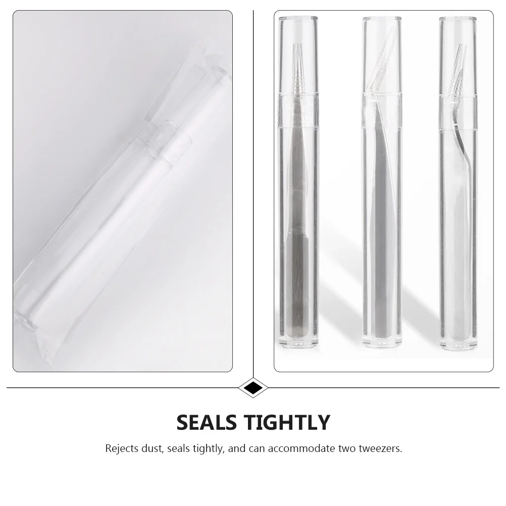 

10Pcs Eyelash Forcep Storage Tube Transparent Needle Canister for Tweezer Organizer Portable Dustproof Container ABS Material