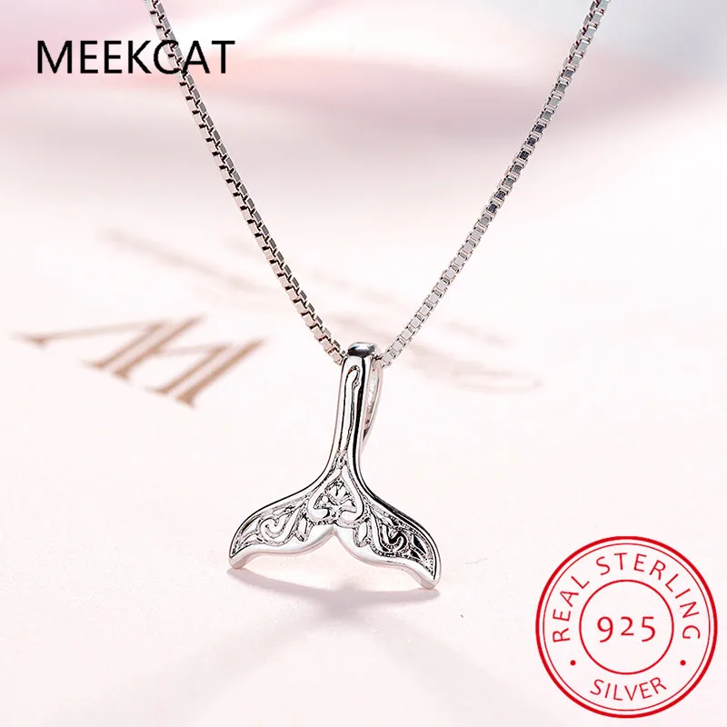 Real Pure 925 Sterling Silver Whale & Dolphin Mermaid Tail Fashion Statement Necklace Handmade Choker collar de plata dz008