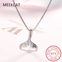 Real Pure 925 Sterling Silver Whale & Dolphin Mermaid Tail Fashion Statement Necklace Handmade Choker collar de plata dz008