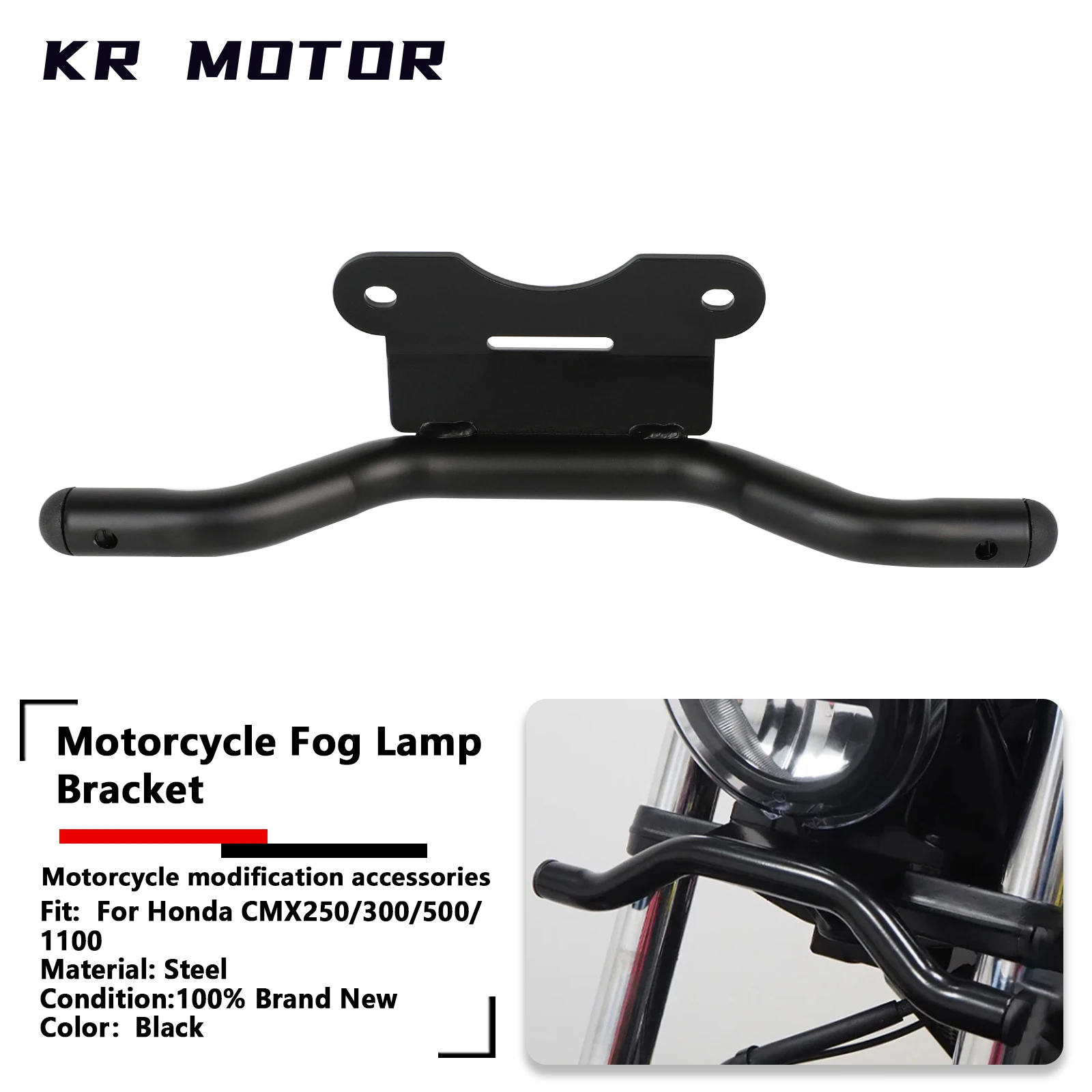 

Fits For Honda Rebel CMX250 CMX300 CM500 CM1100 Motorcycle Fog Lamp Headlight Bracket Fog Lights Spotlight Bracket Holder Black