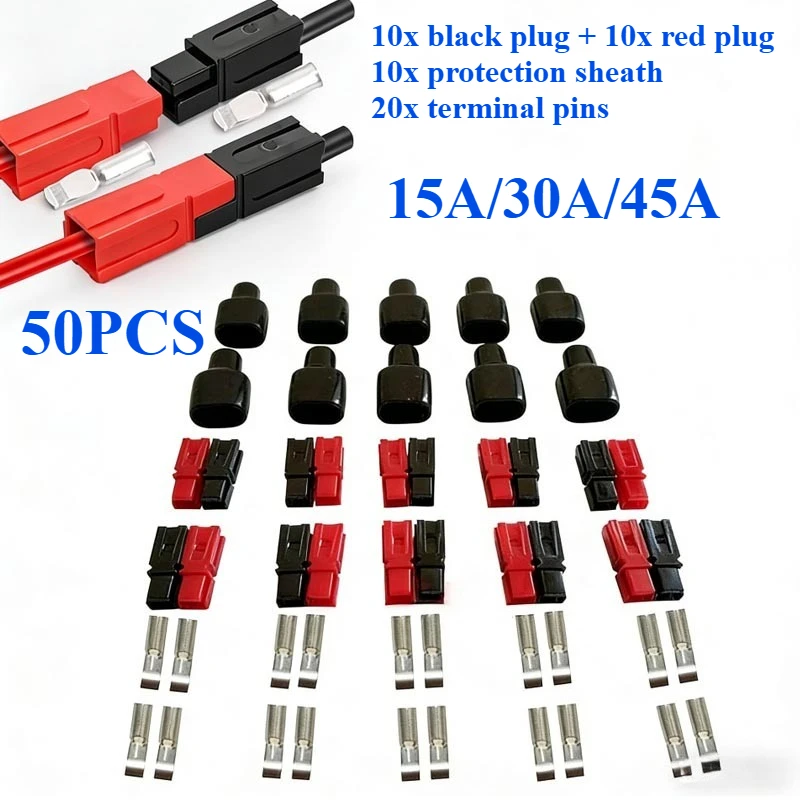 

15A/30A/45A Electric Equipments Amp Plug for Anderson Powerpole Connector with Rubber Dust Cover Sleeves Terminal Waterproof