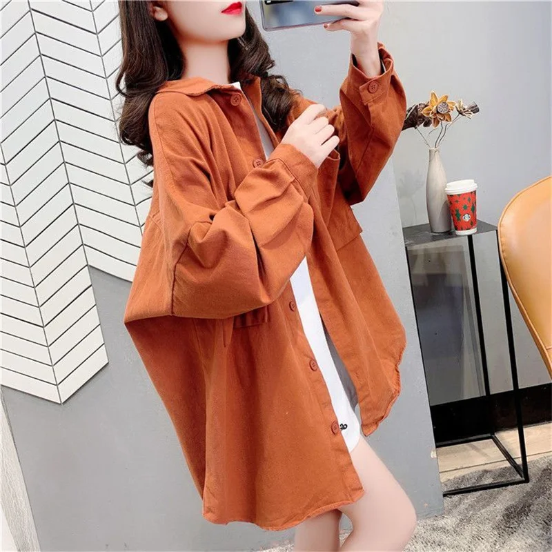 Mujer primavera otoño temporadas ocio Rosa versión de longitud media moda cárdigan de manga larga blusa mujer camisas versátiles chaqueta