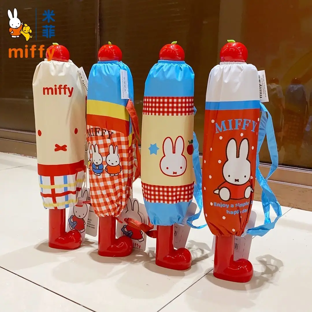 Miffy Kawaii Sun Umbrella Sunny or Rainy Dual Use Vinyl Sun Protection Cartoon  Fold Portable Sunshade Student Daily Necessities view 5