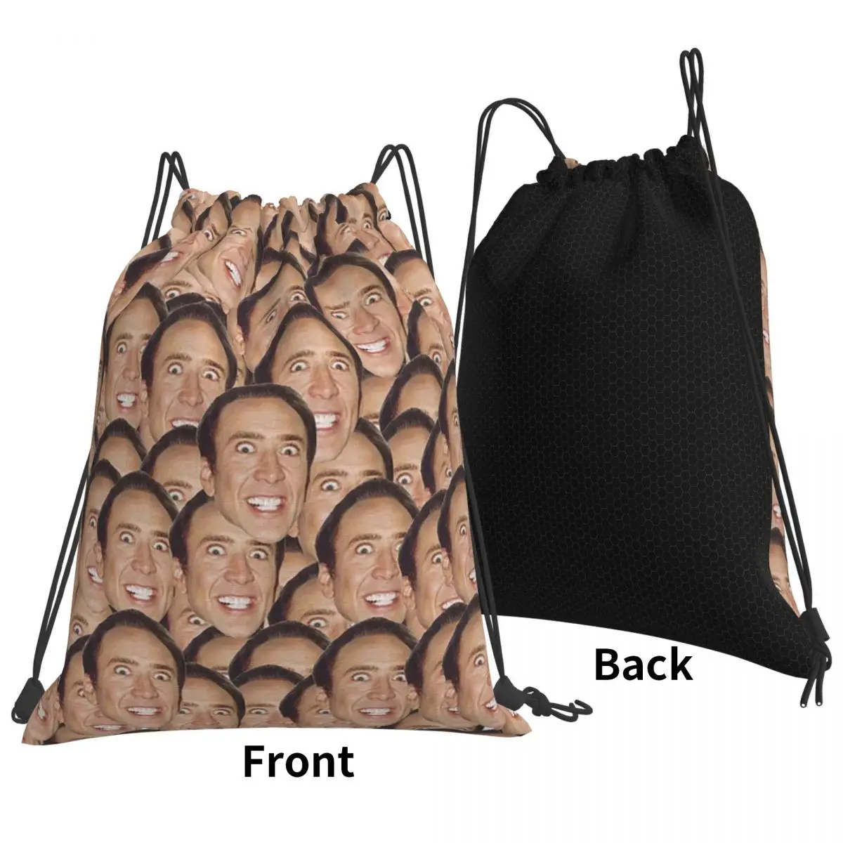 Nicolas Cage Meme Backpacks Casual Drawstring Bundle Pocket Shoes Bag Book Bags for Man Woman School