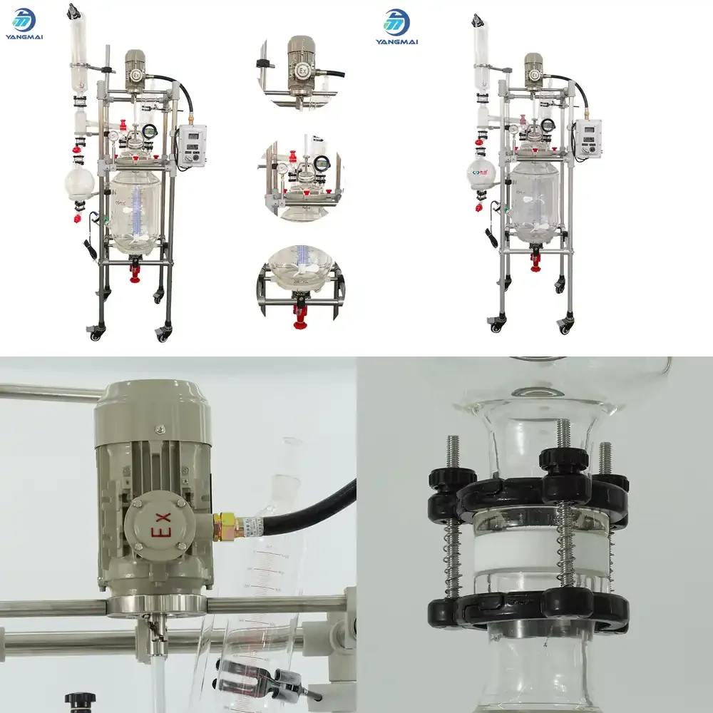 New 30L High Borosilicate Glass Reactor Reflux Condenser Durable Reaction Kettle Fermentation Process Laboratory Motor
