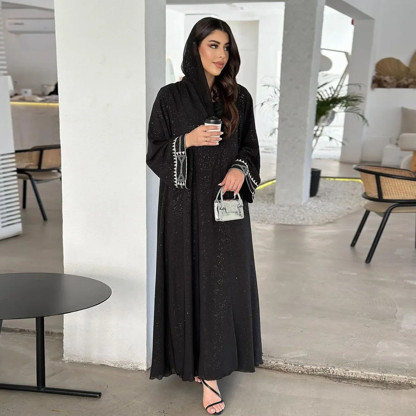 

Open Abaya Kimono Embroidery Cardigan Muslim Abayas for Women Dubai Modest Turkey Outwear Islamic Outfit Kaftan Robe Ramadan Eid