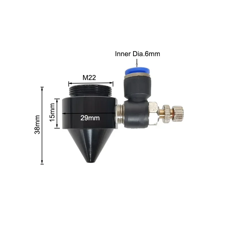 CO2-laserkop lensbuis + luchtmondstuk buitendiameter 20 mm 21 mm voor lensdiameter. 20 mm FL 50,8/63,5 mm voor CO2-lasersnijmachine