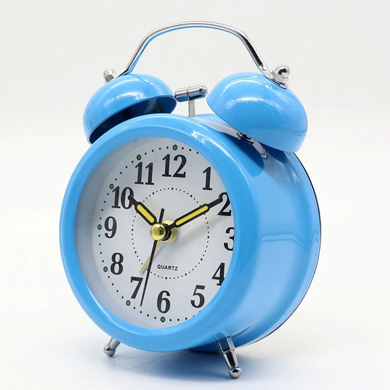 Retro Loud Alarm Clock Double Bell Mechanical Key Wound Silent Pointer Alarm Clock Night Light