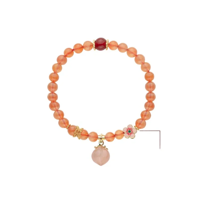 

Peach Blossom Bracelet Women's Pink Agate 925 Silver Original Design Girlfriend Jewelry