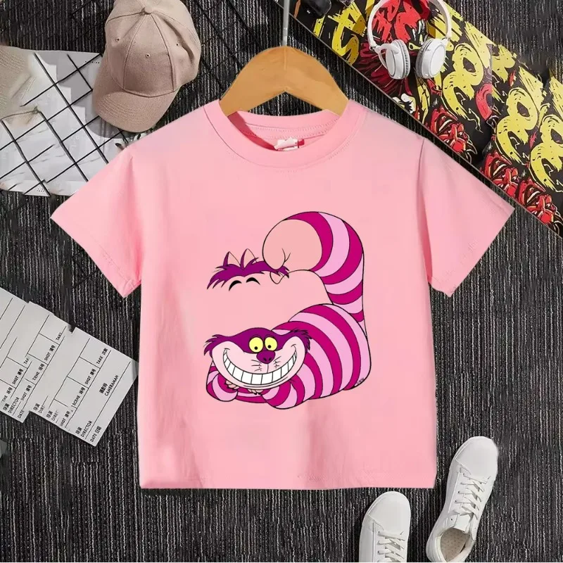

Cheshire Cat Children T-shirt Boy Girl Kids Tee Shirts 100% Cotton Cartoon Anime Children's Clothes Top Summer Short Sleeve