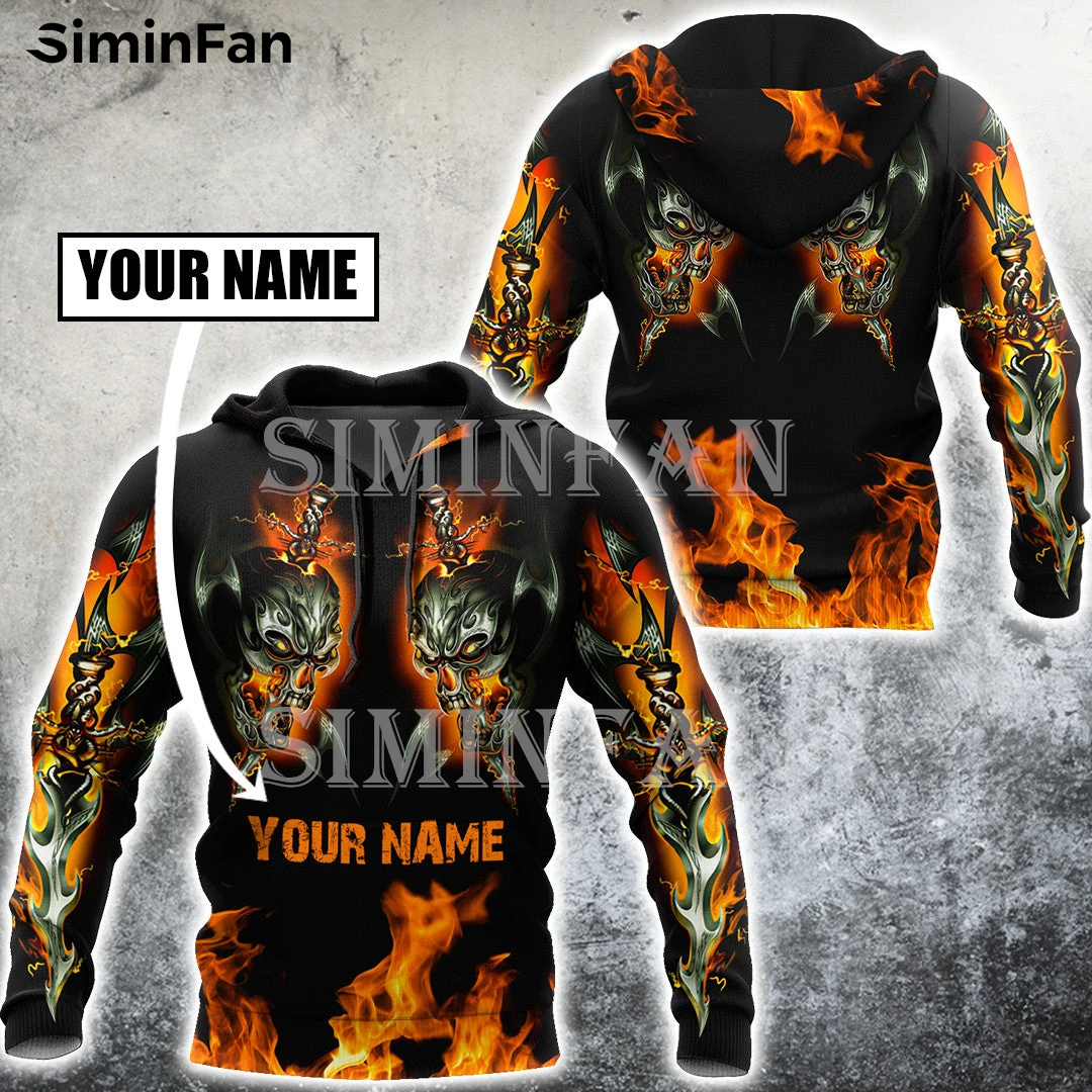 Angry Fire Skulls 3D Printed Mens Thick Flannels Zipper Jacket Casual Hoodie Harajuku Winter Sweatshirt Hooded Pullovers Outwear