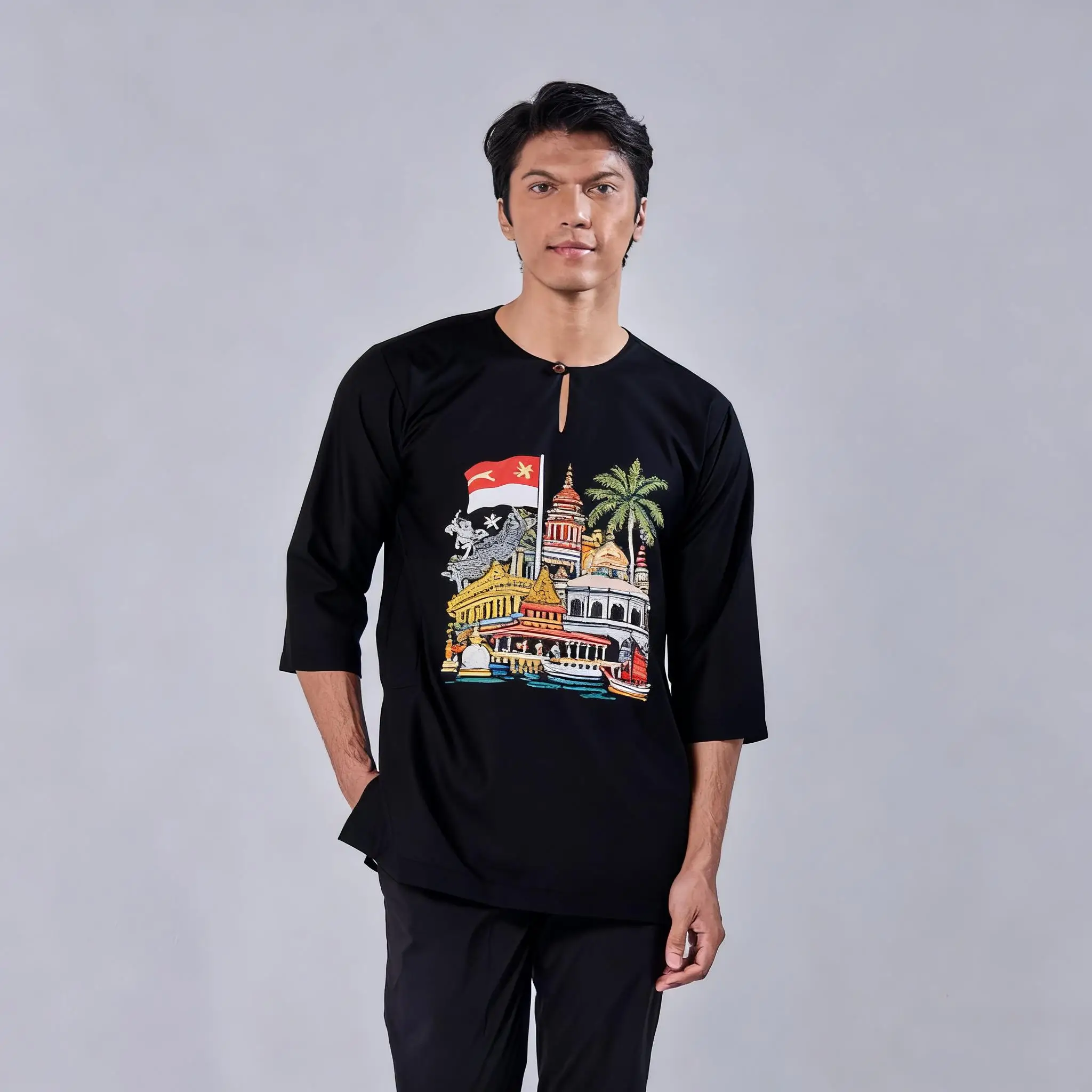 الرجال قميص مسلم فضفاض الربيع الوقوف تي شيرت غير رسمي قفطان قصيرة الأكمام Thobe قميص Ropa Arabe De Hombre ملابس مسلمة للرجل