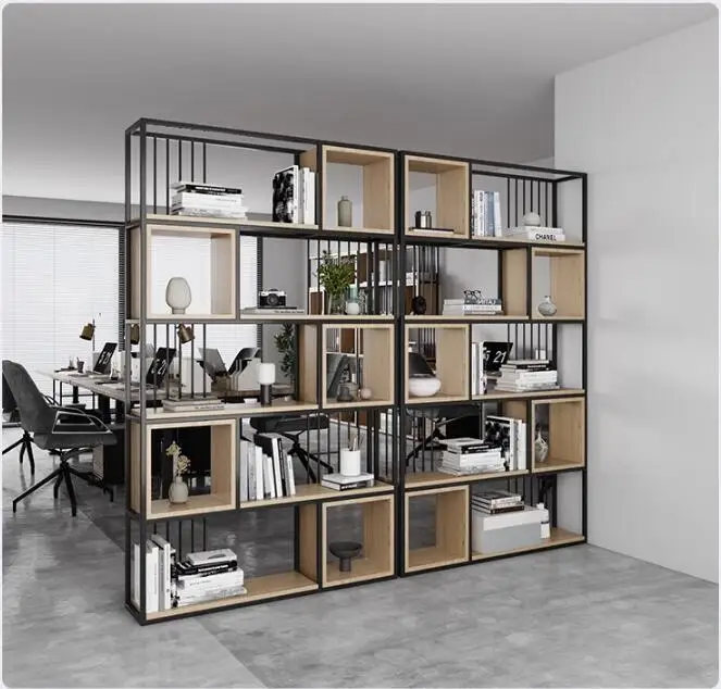 Nordic partition shelving living room industrial style iron screen simple floor dining room floor multi-storey bookshelf