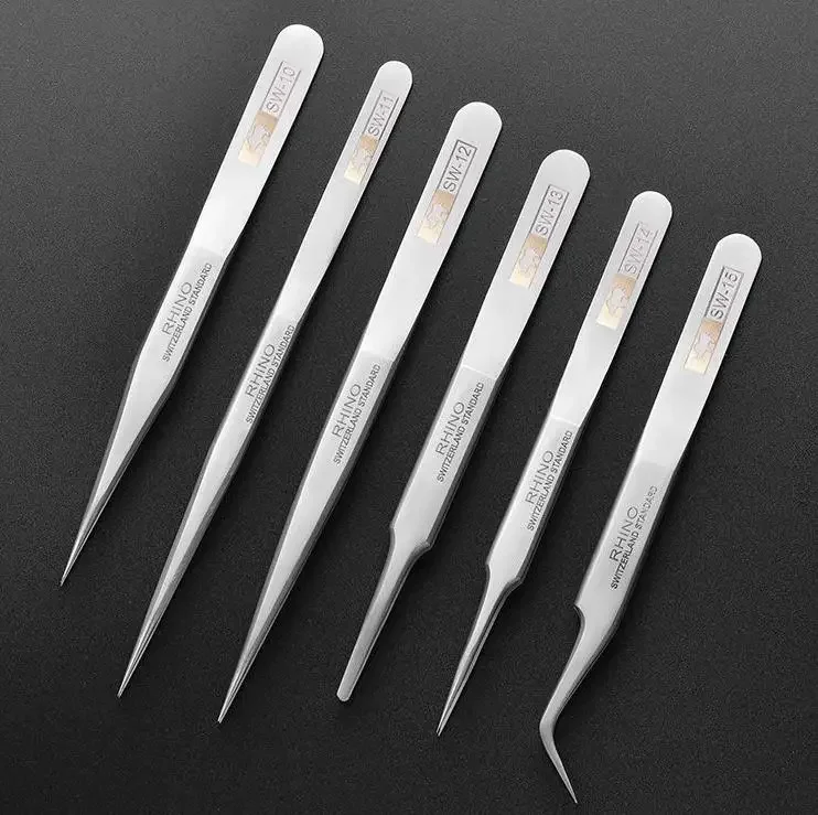 Japan Superhard Tweezers Phone Maintenance High Precision Clock Pointed Straight Bend To Pick Hair Clip SW Tweezers