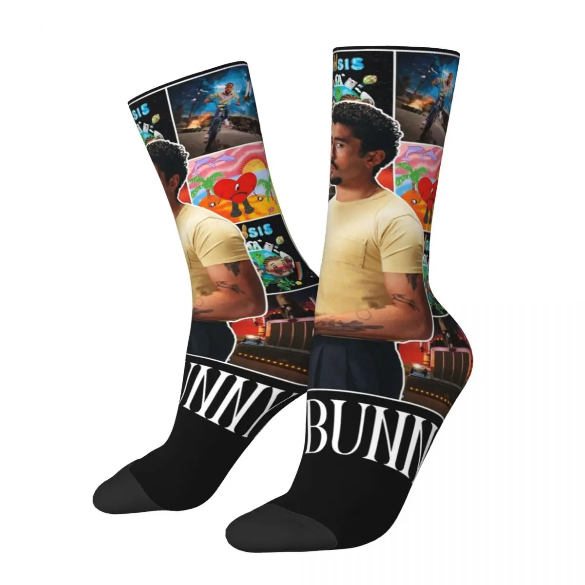 

DTMF Bad Bunny 2025 Socks Men's Women's Polyester Fashion Socks Novelty Spring Summer Autumn Winter Socks Gifts