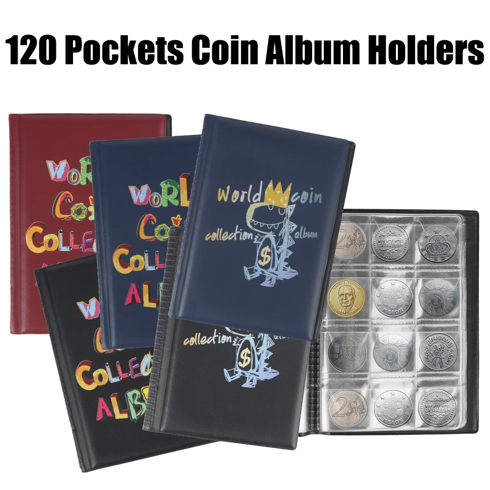 120 Pockets Coins Collector Coin Album Book Collecting Money Organizer Gifts Mini Penny Coin Storage Bag Coin Holder Albums