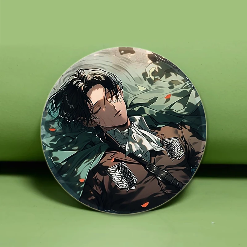 58mm Levi Ackerman Anime Character Badge Comic Cosplay Cartoon Brooches Handmade Exquisite Enamel Pins for Backpack Jewelry Gift