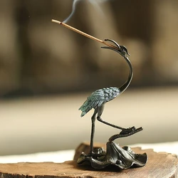 Crane Incense Insert, Incense Holder, Line Incense Insert, Incense Rack, Antique Blue Crane Asking The Sky, Alloy Zen Creativity