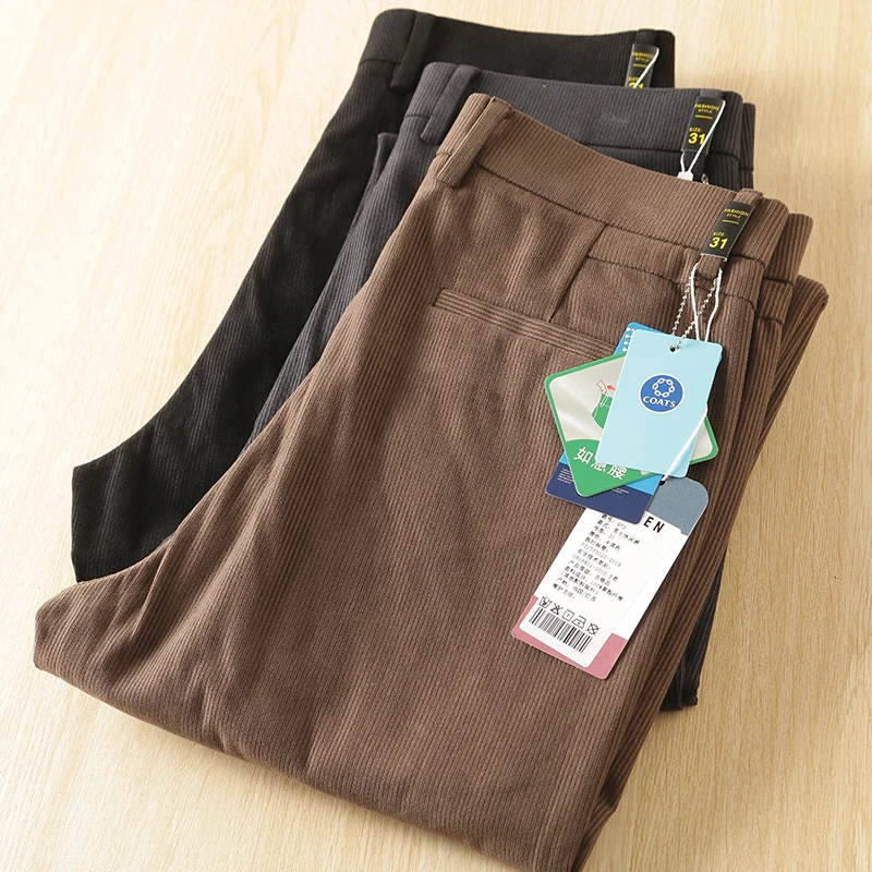 

Busin Commuter Elastic Slim Fit mid Waist Casual Pants Autumn Winter 204 Faion Urban Sle Long Trousers Pure Color