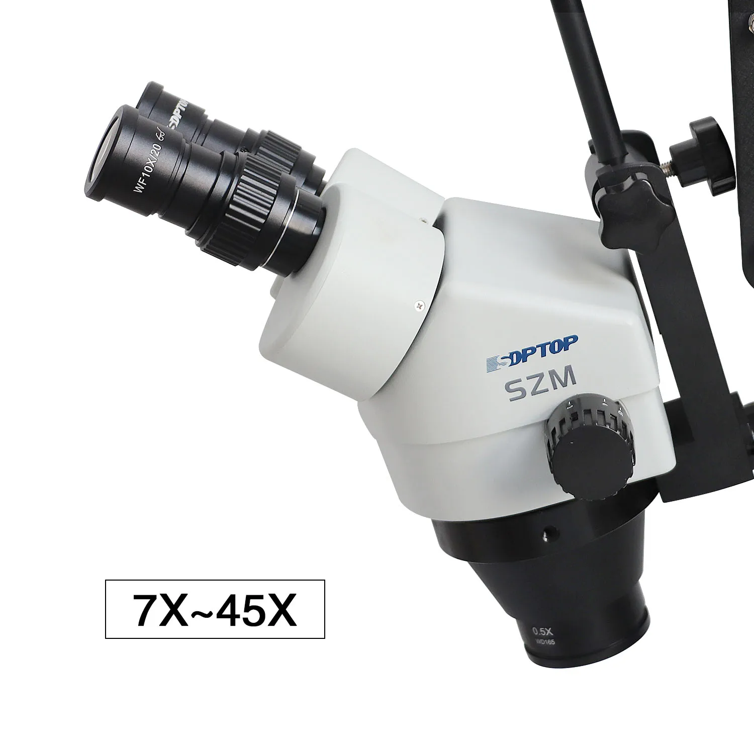 7X-45X Multi-Directional Microscope for Gem & Diamond Setting, Jewelry Tool w/ Spring Bracket & Stand